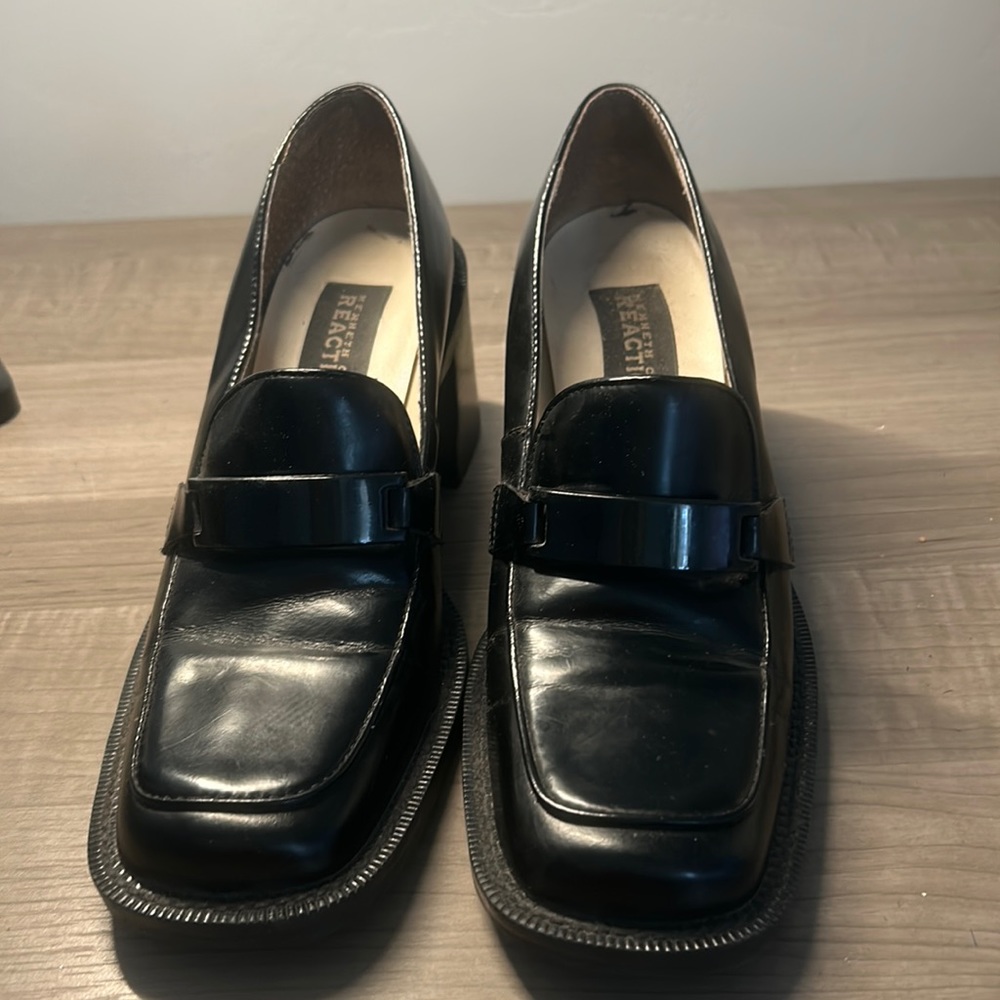 REACTION by Kenneth Cole. Leather, block heel shoes.